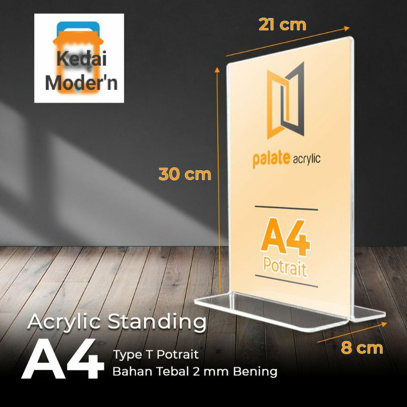 

akrilik Tempat Brosur A4/Display Harga/Tent Holder A4/model T