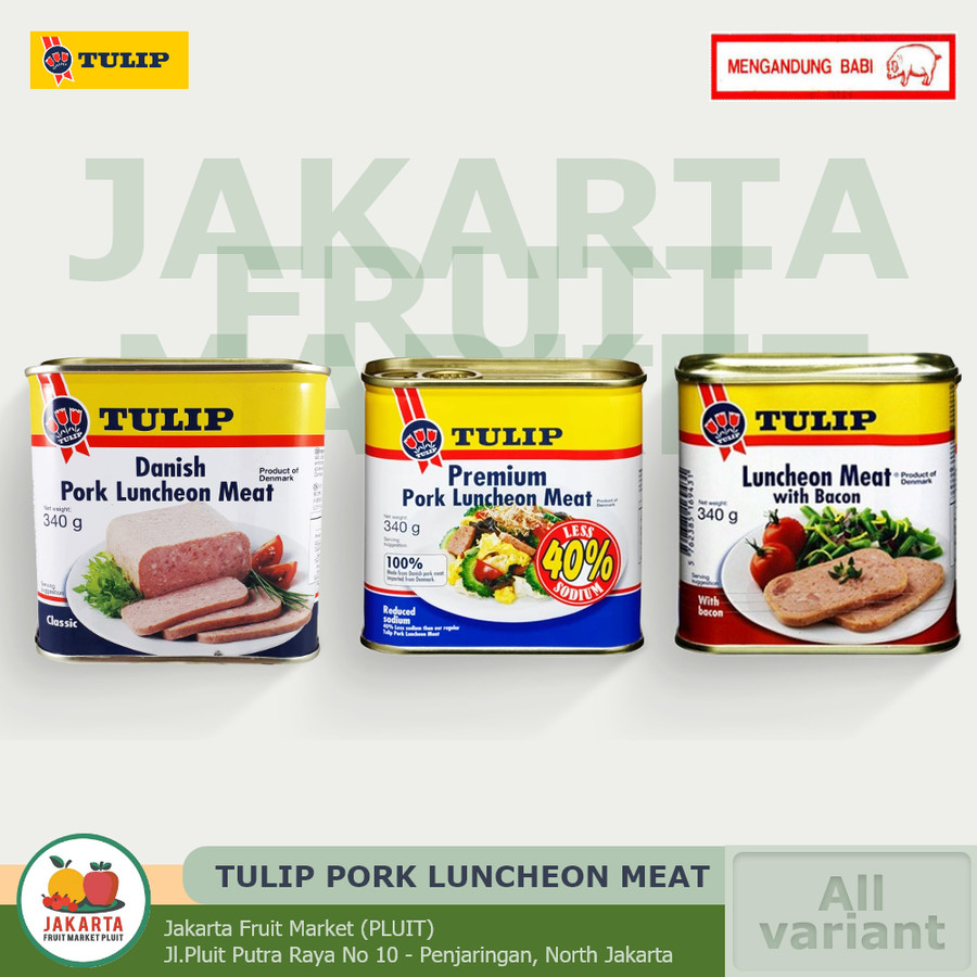 

(DAGING KALENG) TULIP PORK LUNCHEON MEAT Premium / Danish / Bacon babi