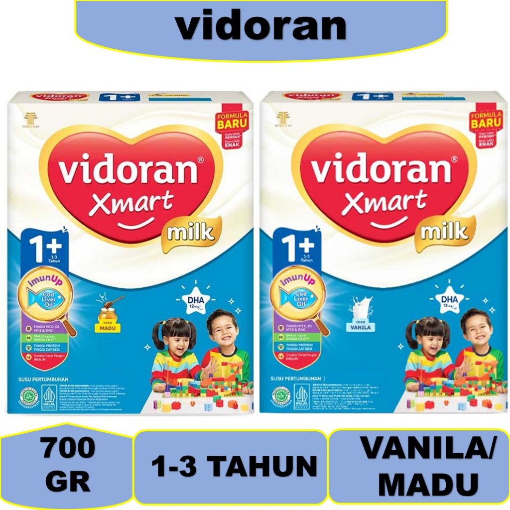 

SUSU VIDORAN 1+ 700 GR vidoran xmart rasa vanila dan rasa madu