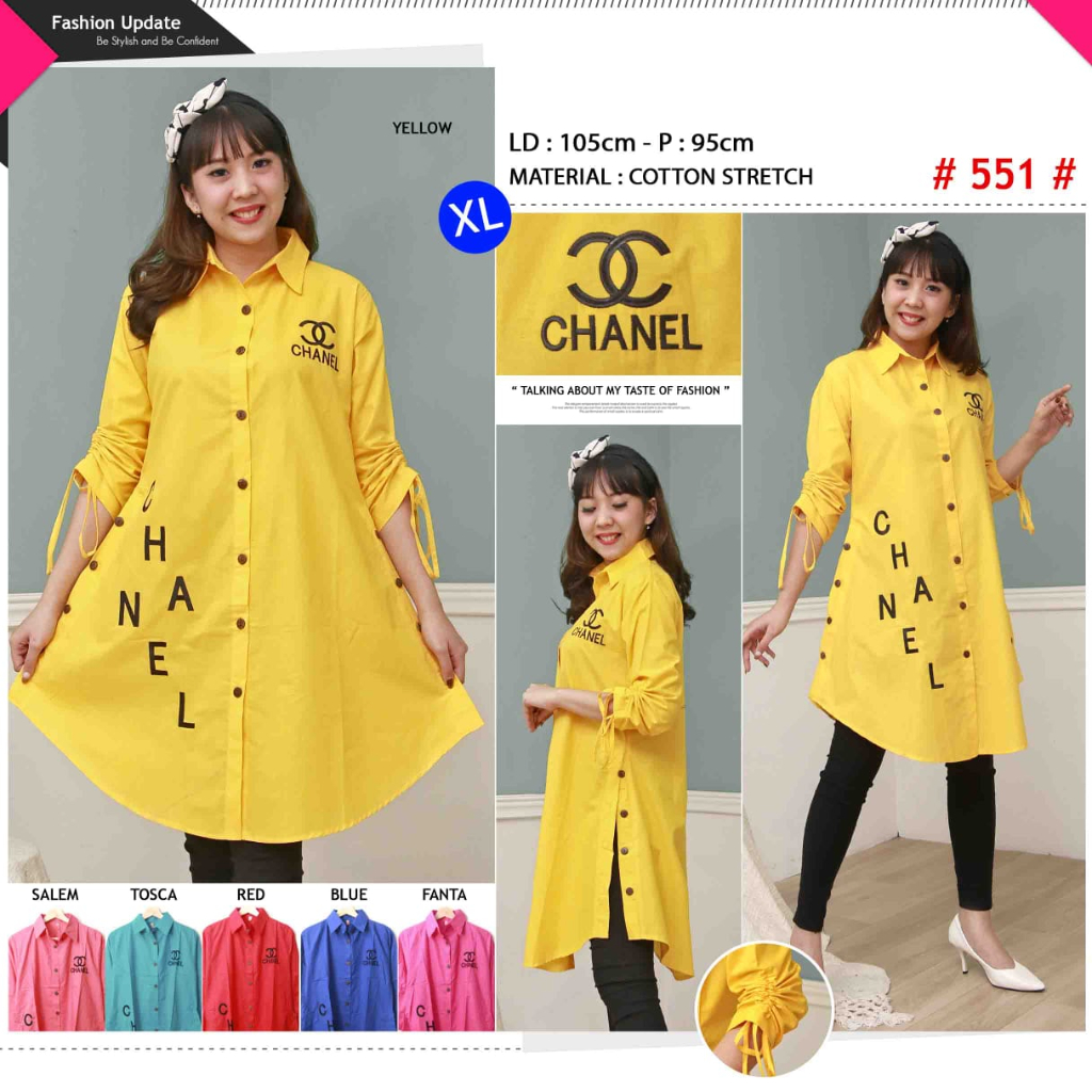 Baju Tunik Wanita Bordir Logo Bahan Katun Stretch Ukuran XL