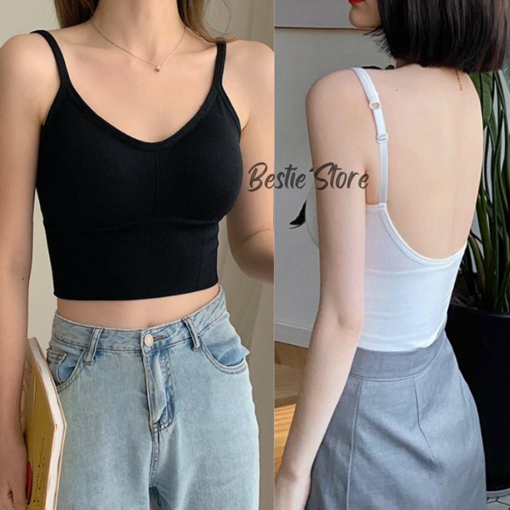 Tanktop Dalaman Crop Top Bra Ada Busa BH Model Sexy Back Import Premium