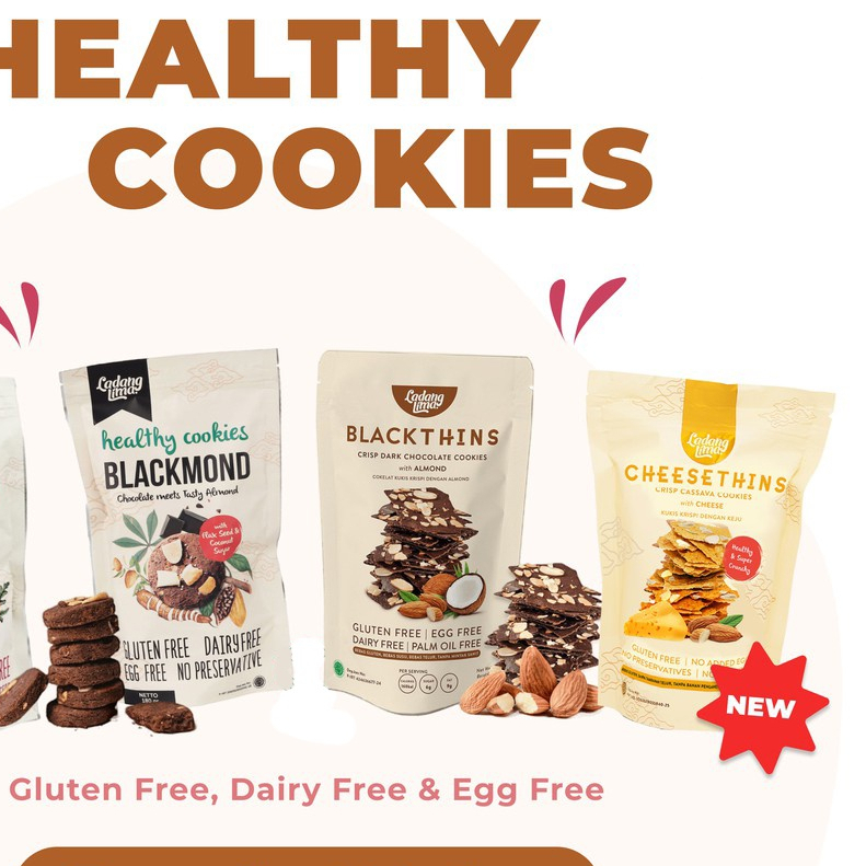 

Ladang Lima healthy cookies sehat gluten free blackmond blackthins cheesethins