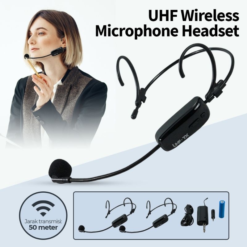 TaffSTUDIO Mikrofon Wireless UHF 2.4G Call Center Mic with Transmitter - HX-W002 W002b W006 HX-W021 