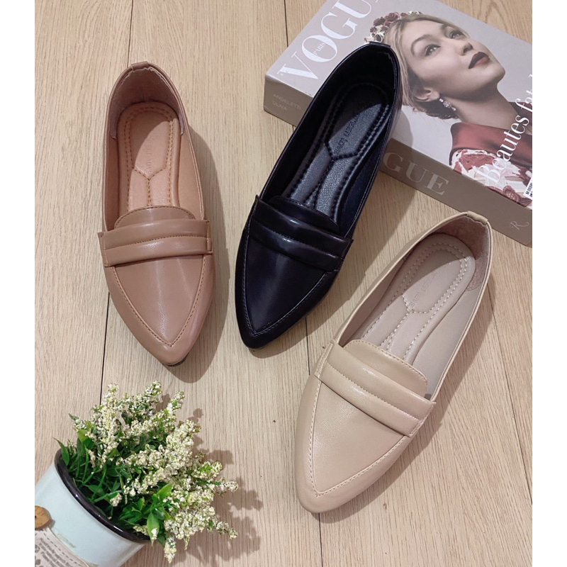 Basic Flatshoes / Flatshoes Green Love / Sepatu Wanita Green Love