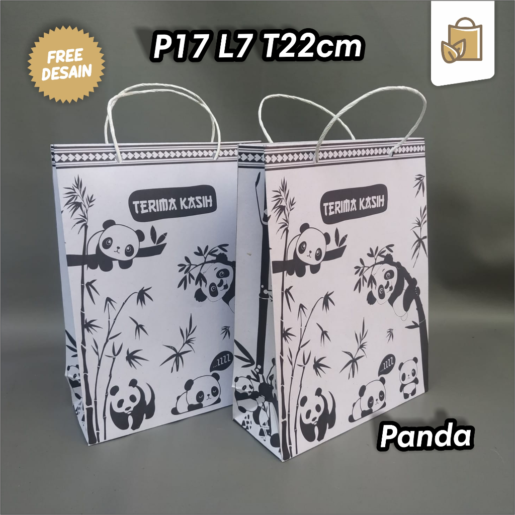 

Paperbag Panda bahan Kraft Putih Ready Stock Printing lucu.