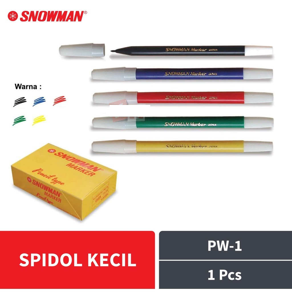 

Spidol Snowman Marker Kecil PW 1A Merah/Kuning/Biru/Hitam/Hijau (1Pcs)