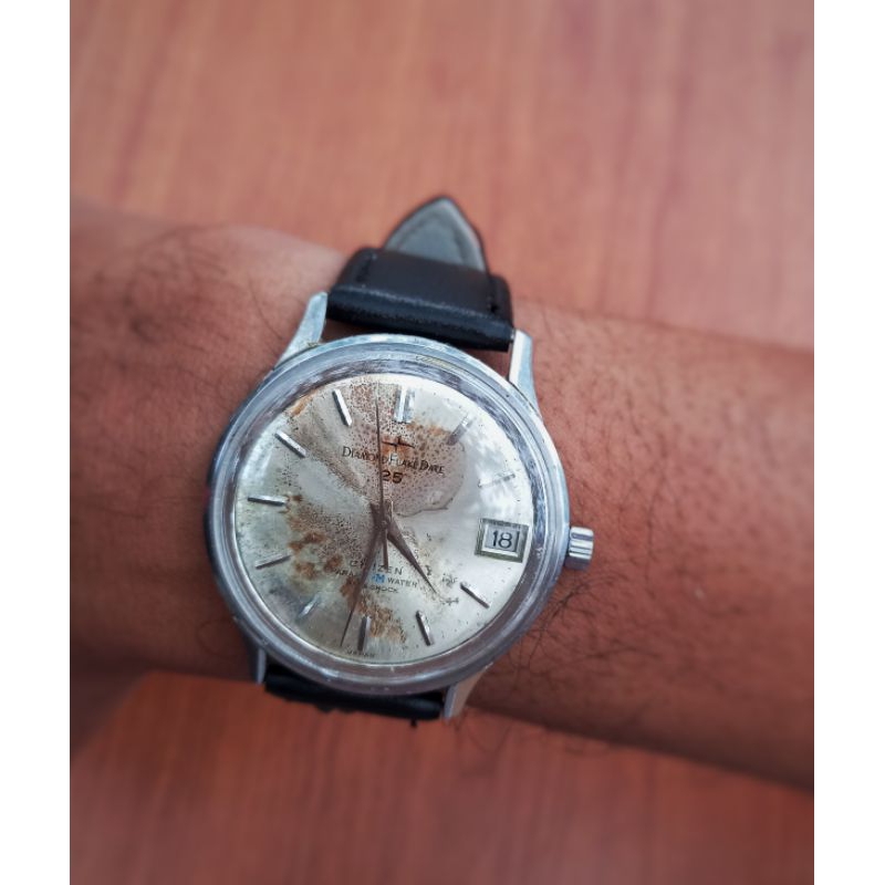 jam arloji vintage klasik rare langka citizen diamond flake date original
