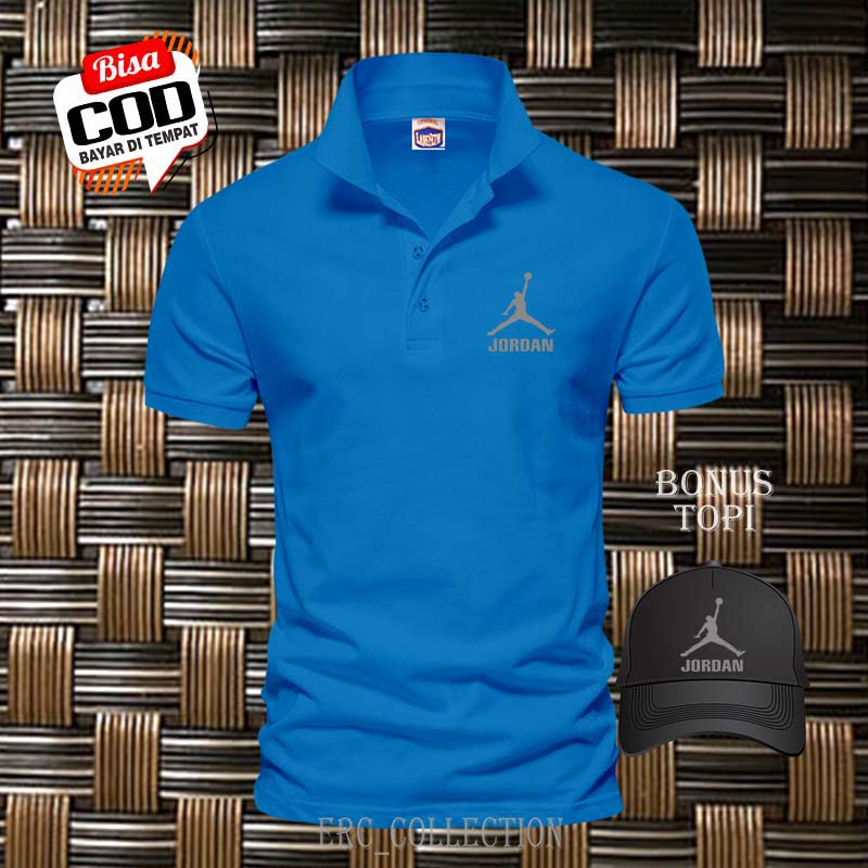 Kaos Pria Polo Shirt Jordan Text Logo Bawah Silver Bonus Topi  > Kaos Pria Berkerah > Kaos Pria/Wani