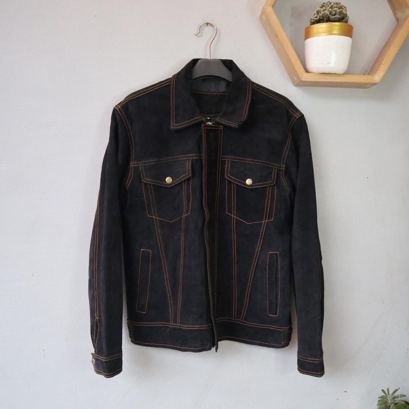 Jaket kulit asli suede trucker levis kemeja Pl bekas preloved second