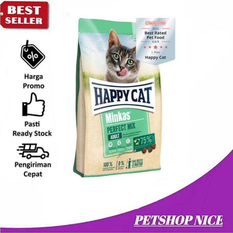 HAPPY CAT MINKAS MIX 10KG / HAPPY CAT PERFECT MIX  10KG (GOJEK GRAB)