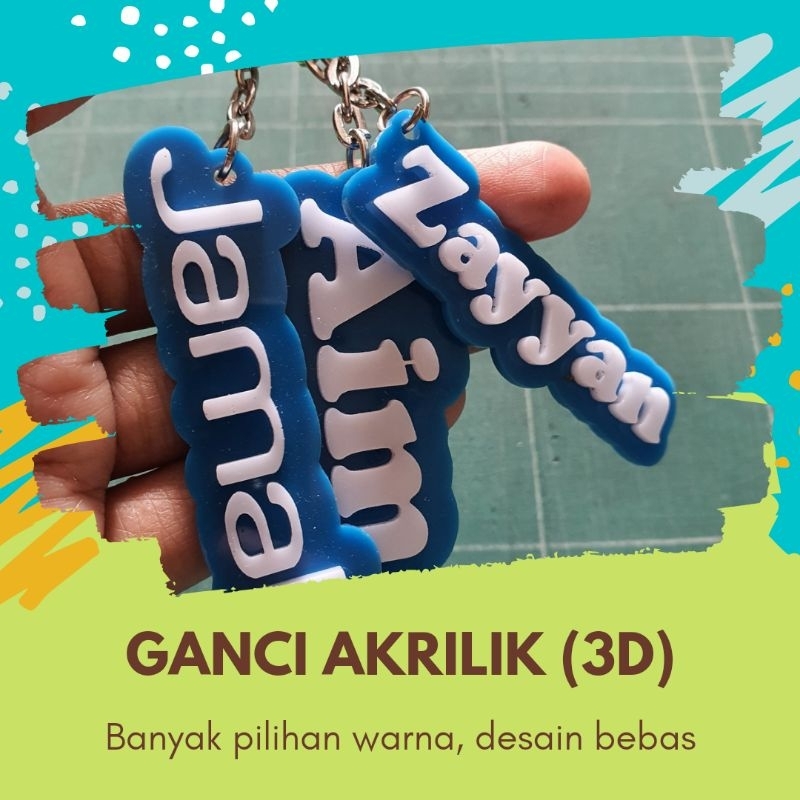 Keychain | Ganci | Gantungan kunci nama, gantungan kunci akrilik, gantungan kunci 3D, gantungan kunc