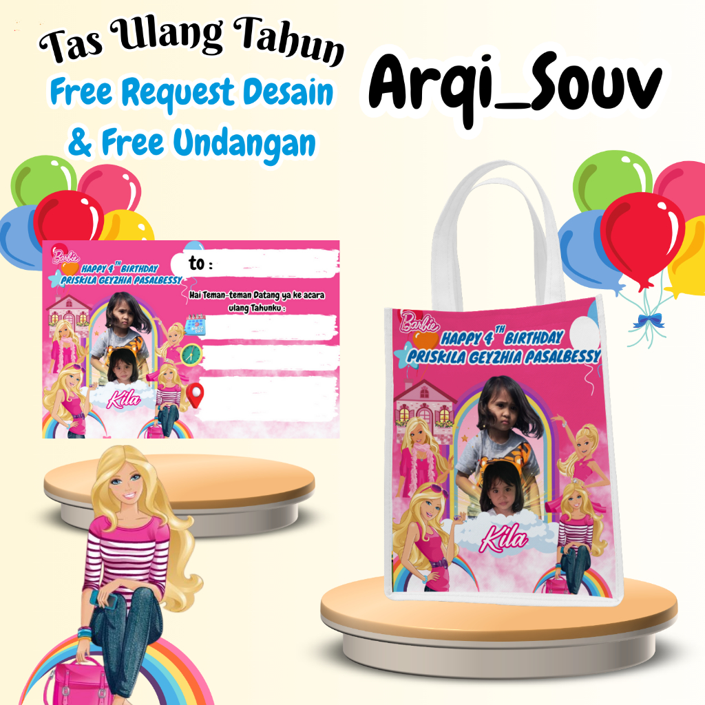 

50 Pcs Tas Snack Ulang Tahun Free Undangan Anak Cowok Perempuan Bisa Custom Goodiebag Murah Muat Kfc