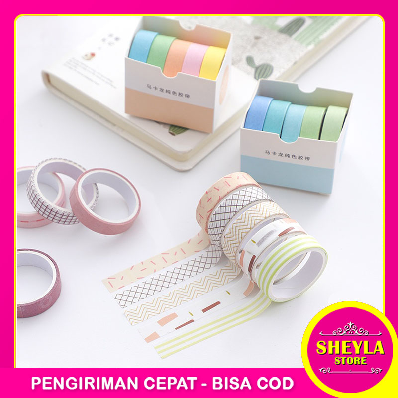 

Roll Masking Tape Set 5 Pcs / Essential Collection Basic Pattern Isi 5 / Selotip Motif Bahan Kertas Washi Warna Warni / Tape DIY Scrapbook Journal Kotak Box Aeshtetic / TV-89