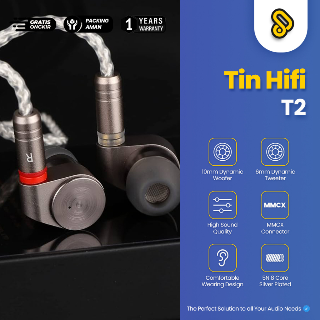 Tin HIFI T2 Dual Dynamic Drive HIFI In Ear Monitor Earphone W/ MMCX