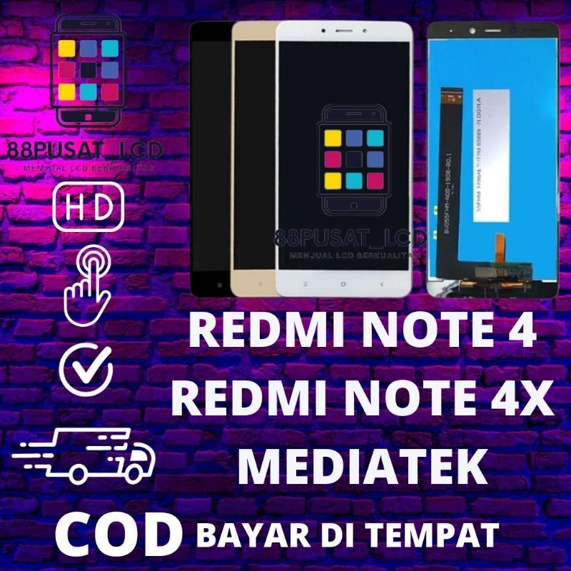 LCD FULLSET XIAOMI REDMI NOTE 4/NOTE 4 MEDIATEK ORIGINAL COMPLETE TOUCHSCREEN LCD