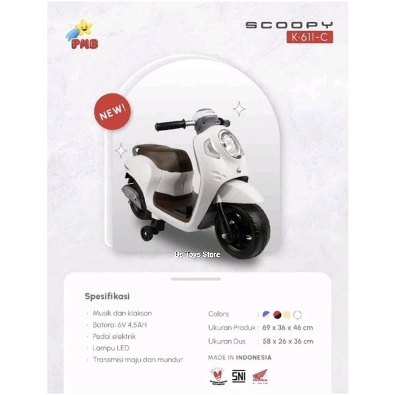 MAINAN ANAK MOTOR AKI MINI SCOOPY K 611C  ( PROMO PRICE)