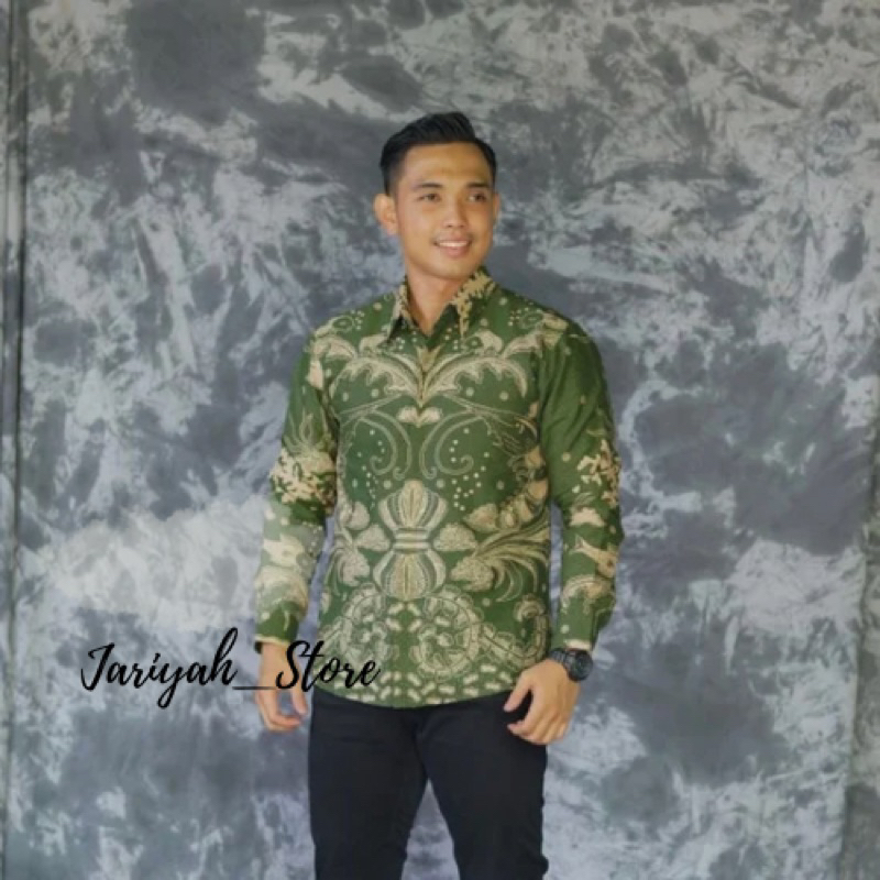 Kemeja Batik Sage Gentong full lapis furing /batik hijau sage / kemeja batik slimfit