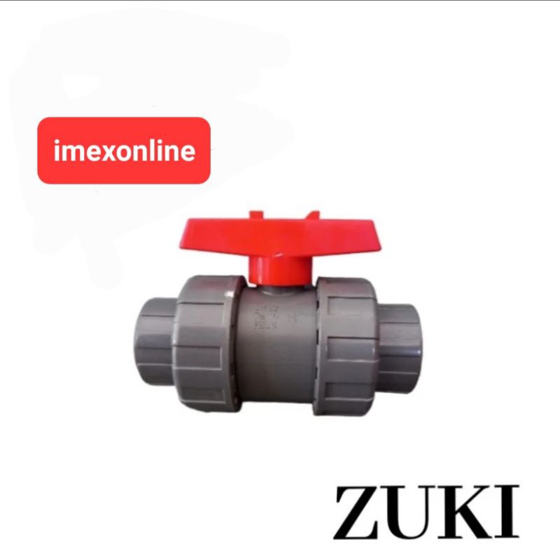 Ball Valve Double WaterMur 1 inch POLOS TANPA DRAT- ZUKI Taiwan