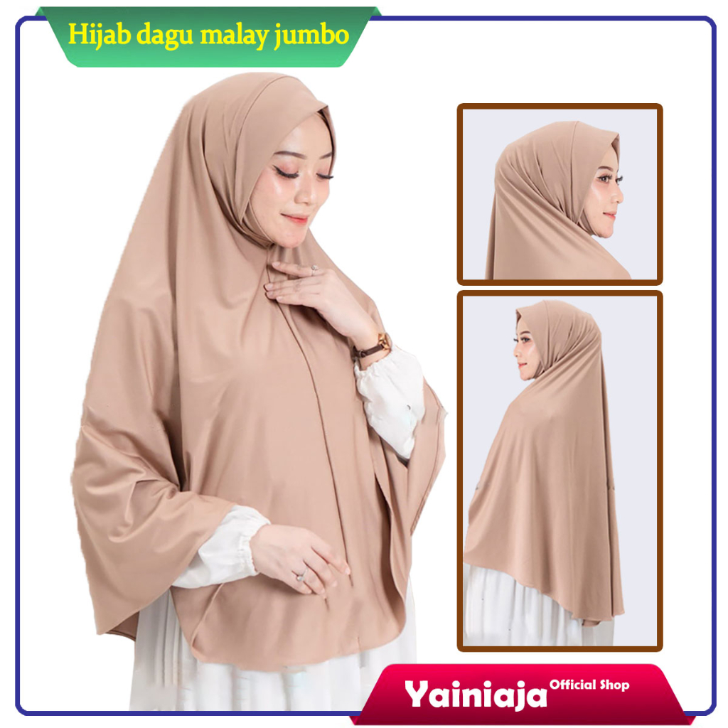 Hijab instan Dagu Jumbo Malay jilbab besar