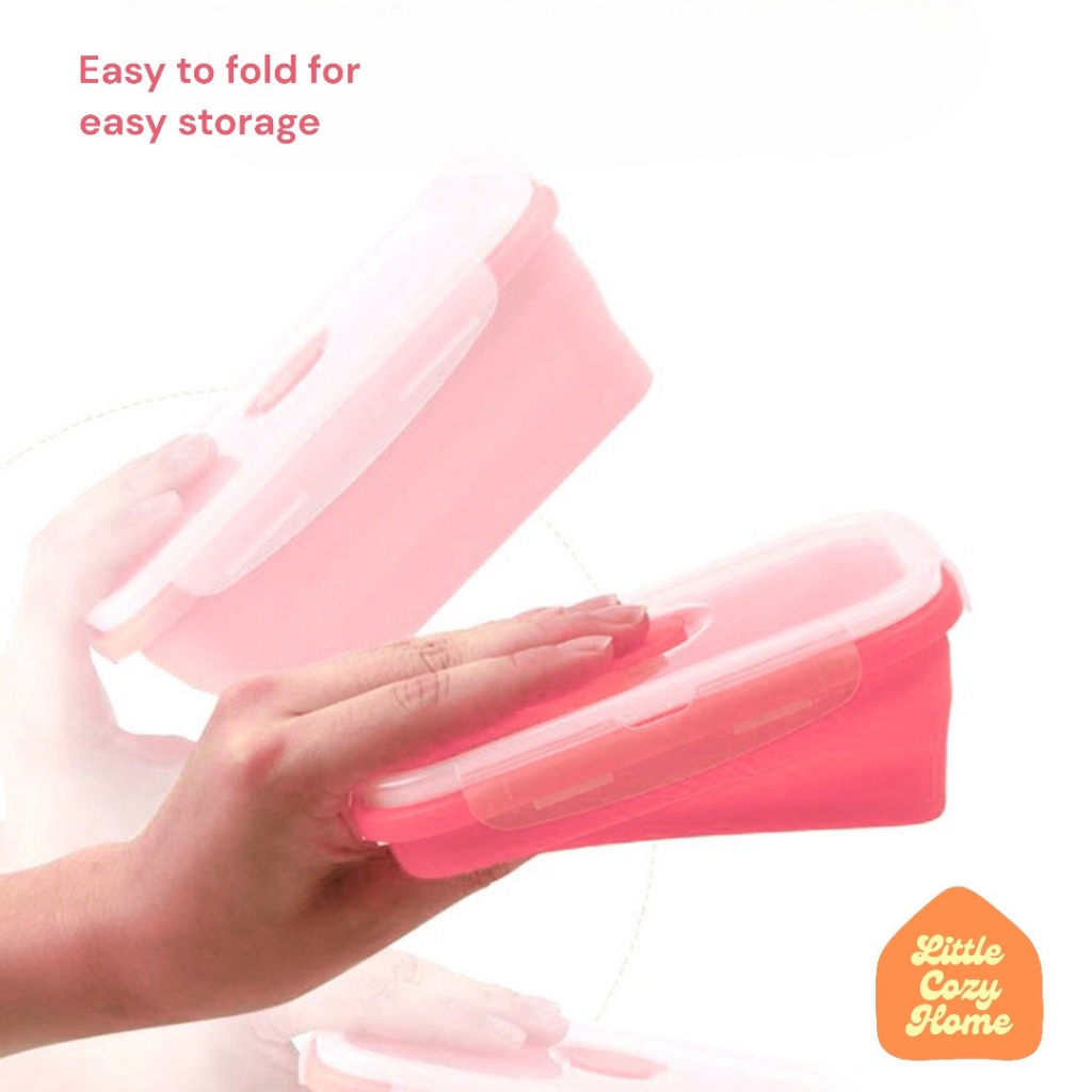 Foldable Lunch Box / Kotak Makan Lipat Satuan Eceran Expandable Bahan Container Silicone Lunch Box / Wadah Makan Lipat Silikon Praktis Mudah Dibawa Bekal Bento Box Food