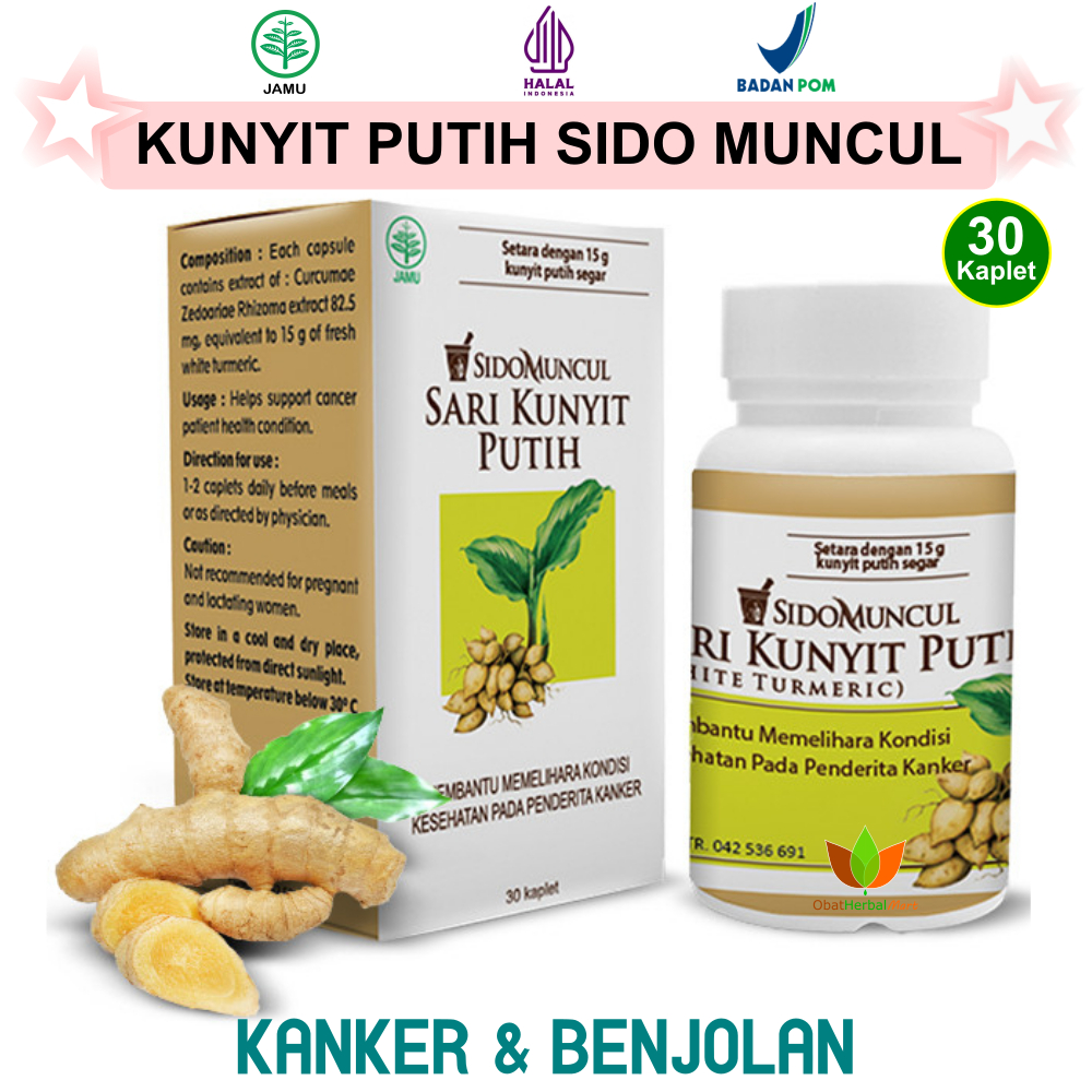 30 KAPSUL SARI KUNYIT PUTIH SIDOMUNCUL JAMU HERBAL OBAT BENJOLAN KANKER, TUMOR, MAAG,  ASAM LAMBUNG,