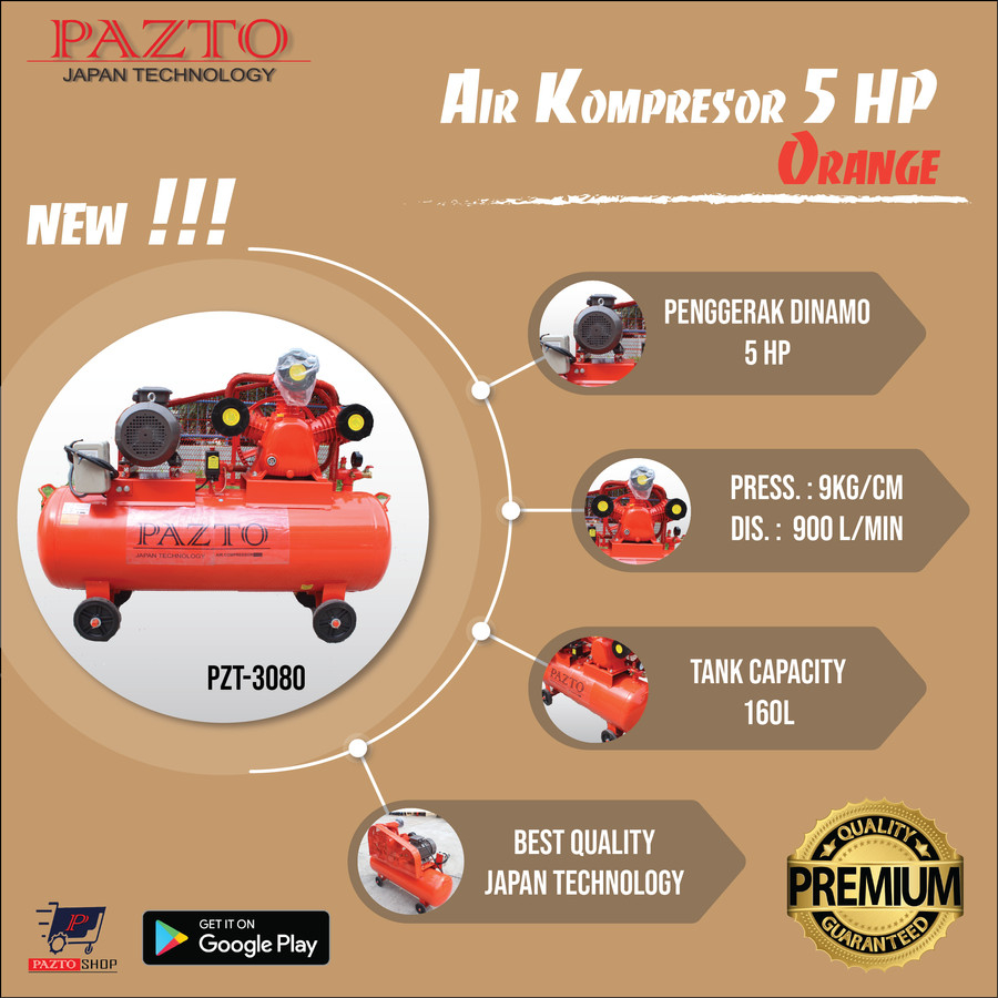 KOMPRESOR PAZTO 5 HP+ PENGGERAK DINAMO 5HP TERBAIK