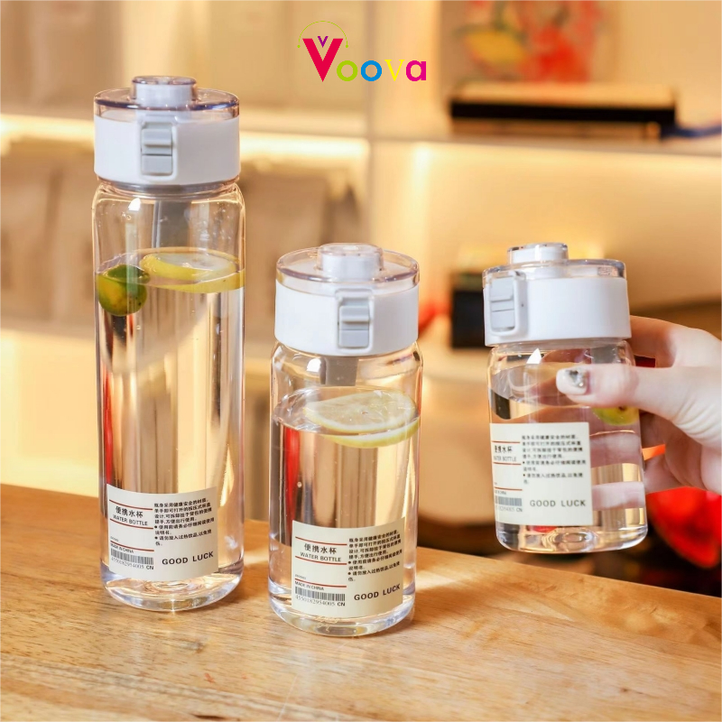 VOOVA Botol Minum Putih Transparan Bening Estetik Botol Air Minum 350 550 1000 ml/Gelas plastik taha