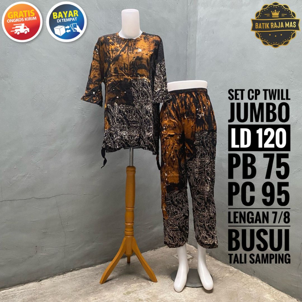 Setelan Kekinian Wanita Terbaru 2022 Jumbo Busui Resleting Depan Tali Samping Lengan 7/8 Celana Panj