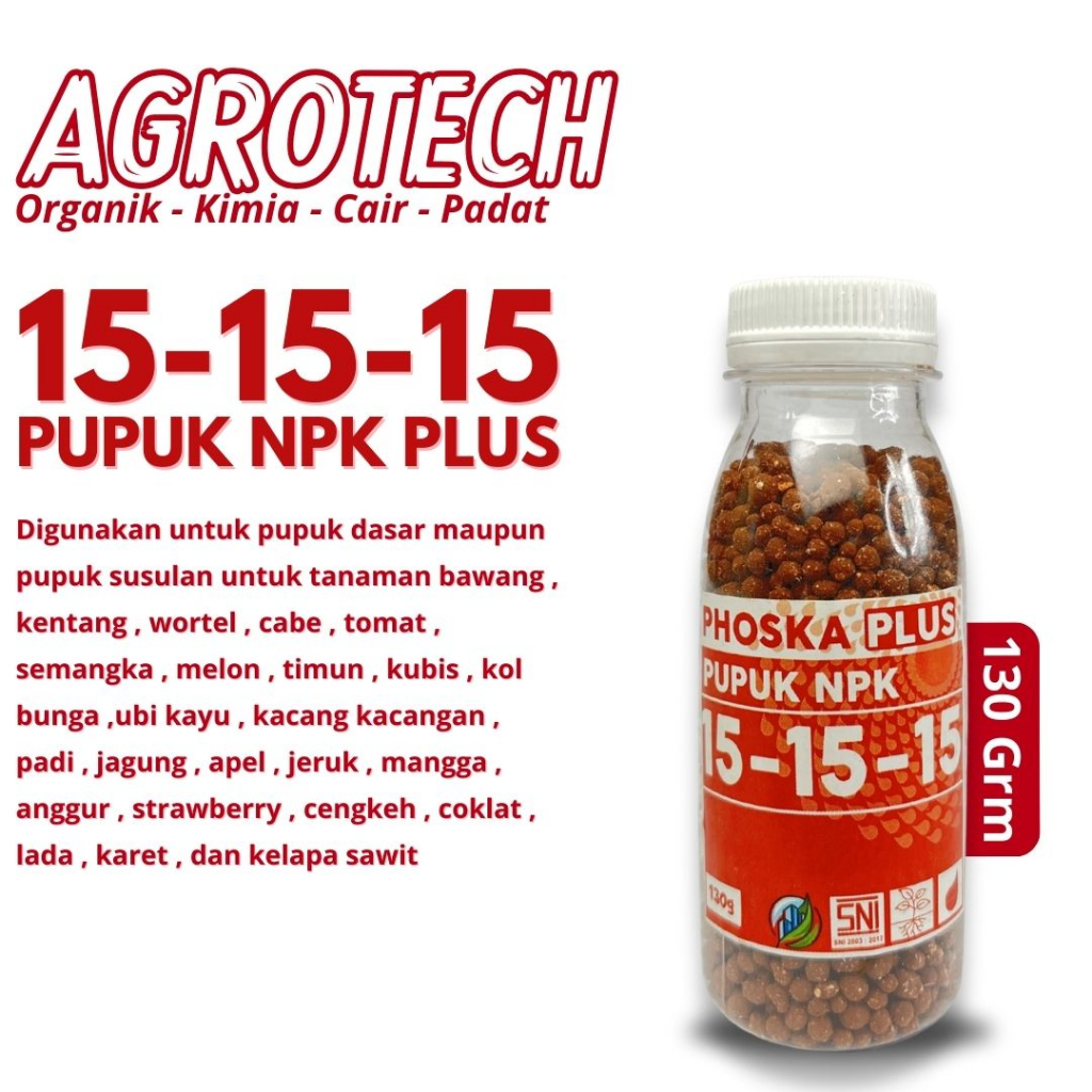 Pupuk Phoska Plus 15 15 15 Pupuk Tanaman dan Sayuran Original Mutiara Kemasan 130gr