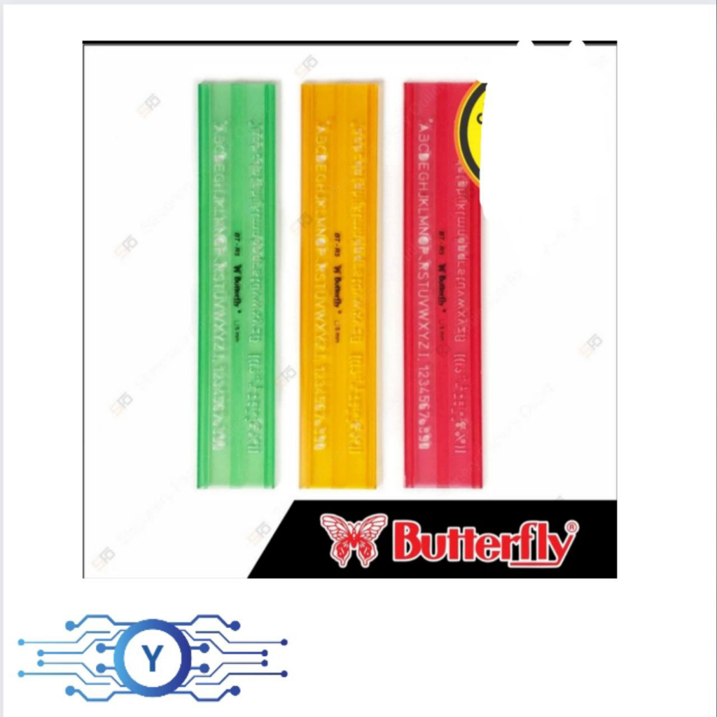 

penggaris cetakan abjad dan angka butterfly 20cm BT - R5 varian warna biru