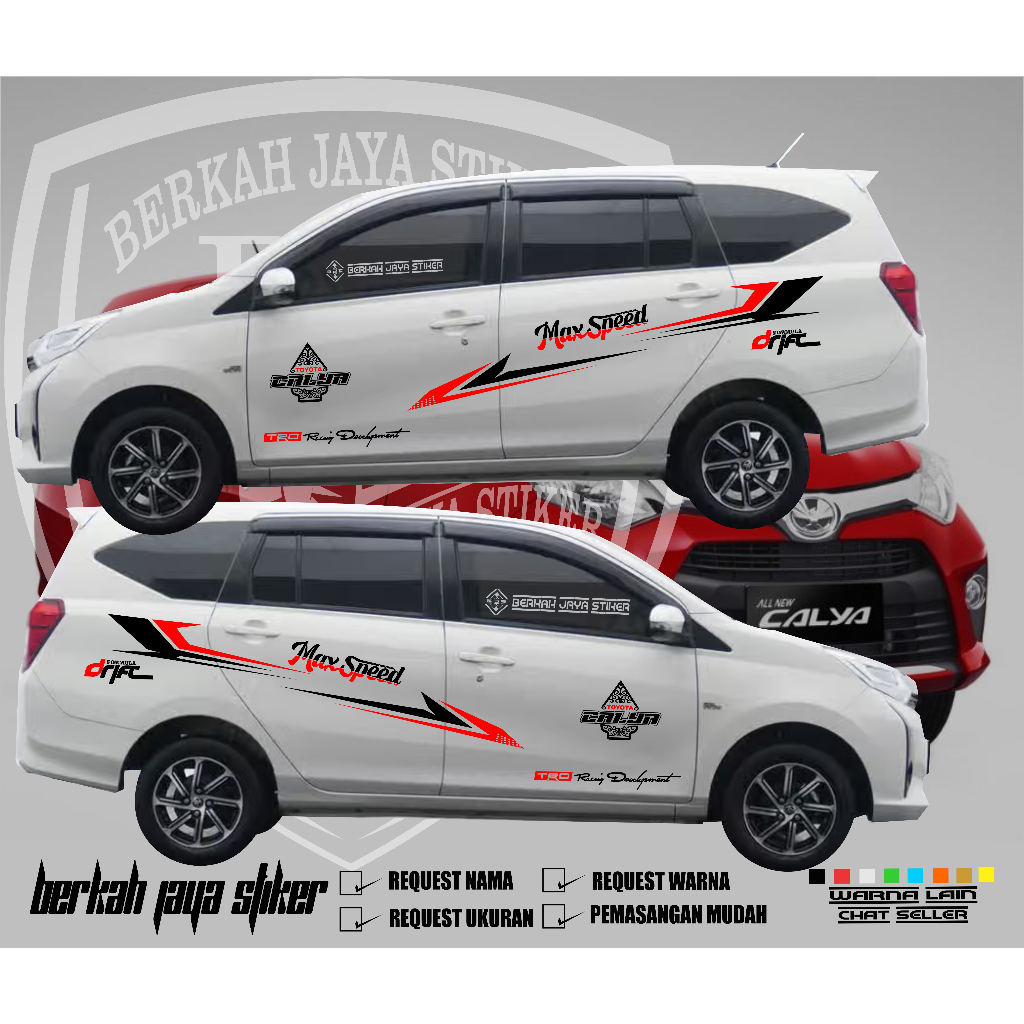 NEW CUTTING Stiker Mobil Toyota Calya Stiker List Body Mobil Calya Drift TRD Racing Development