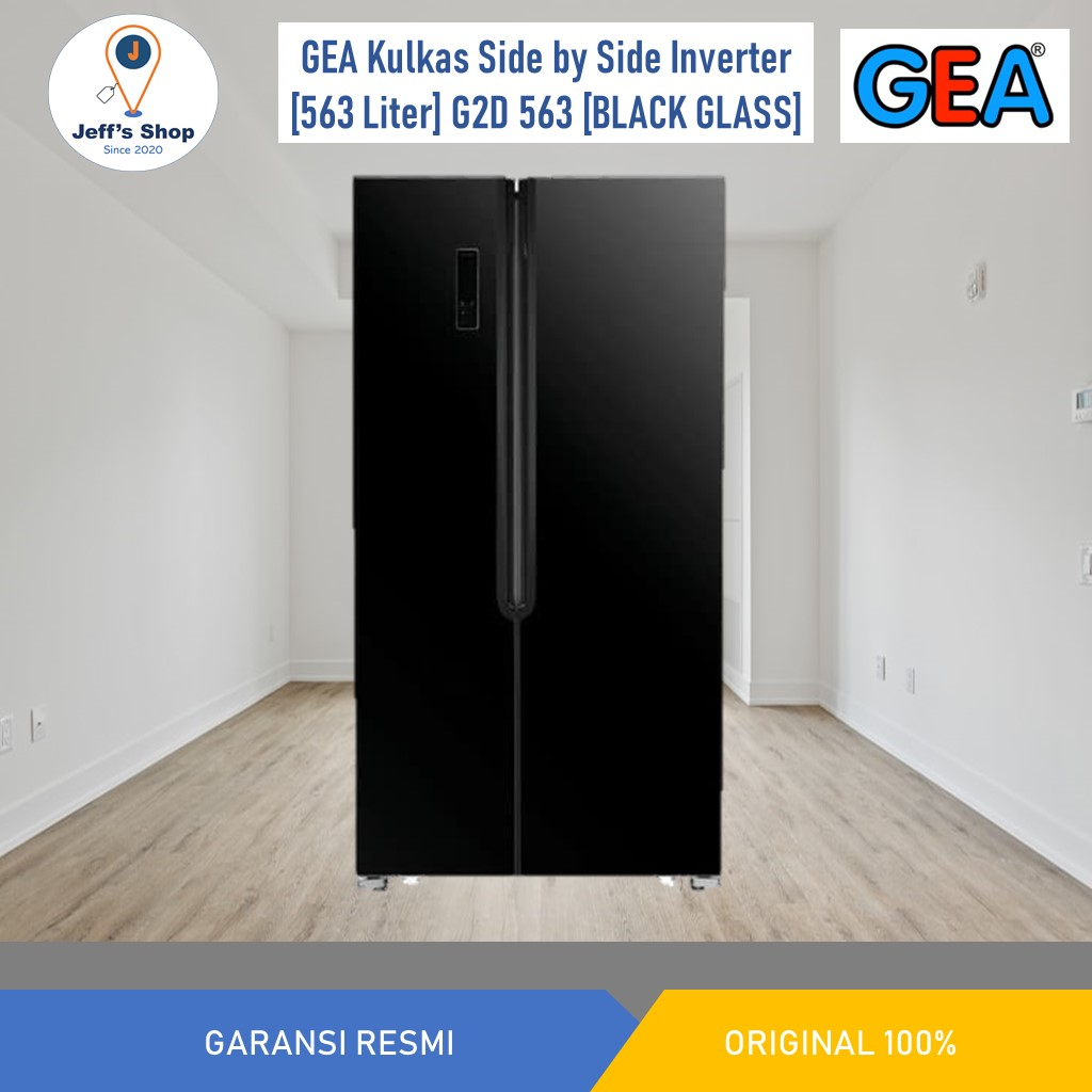 GEA Kulkas Side by Side 2 Pintu Inverter [563 Liter] G2D 563 Black Glass