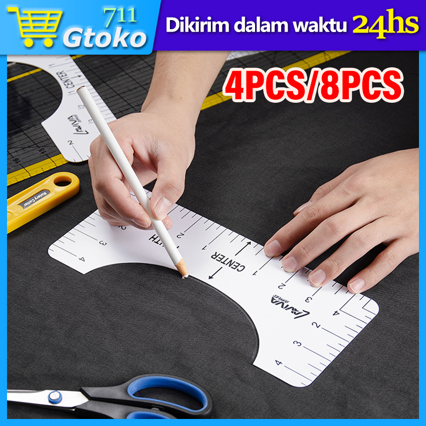 

Penggaris Pengukur Kaos Desain Sablon DTF T-Shirt Ruler V Neck Centering Guide 4Pcs / 8Pcs