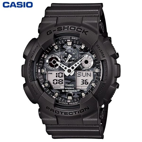 JAM TANGAN PRIA CASIO G-SHOCK GA-100CF-8A ORIGINAL - GSHOCK GA100CF CAMO GITAM ABU-ABU JAM TANGAN G-