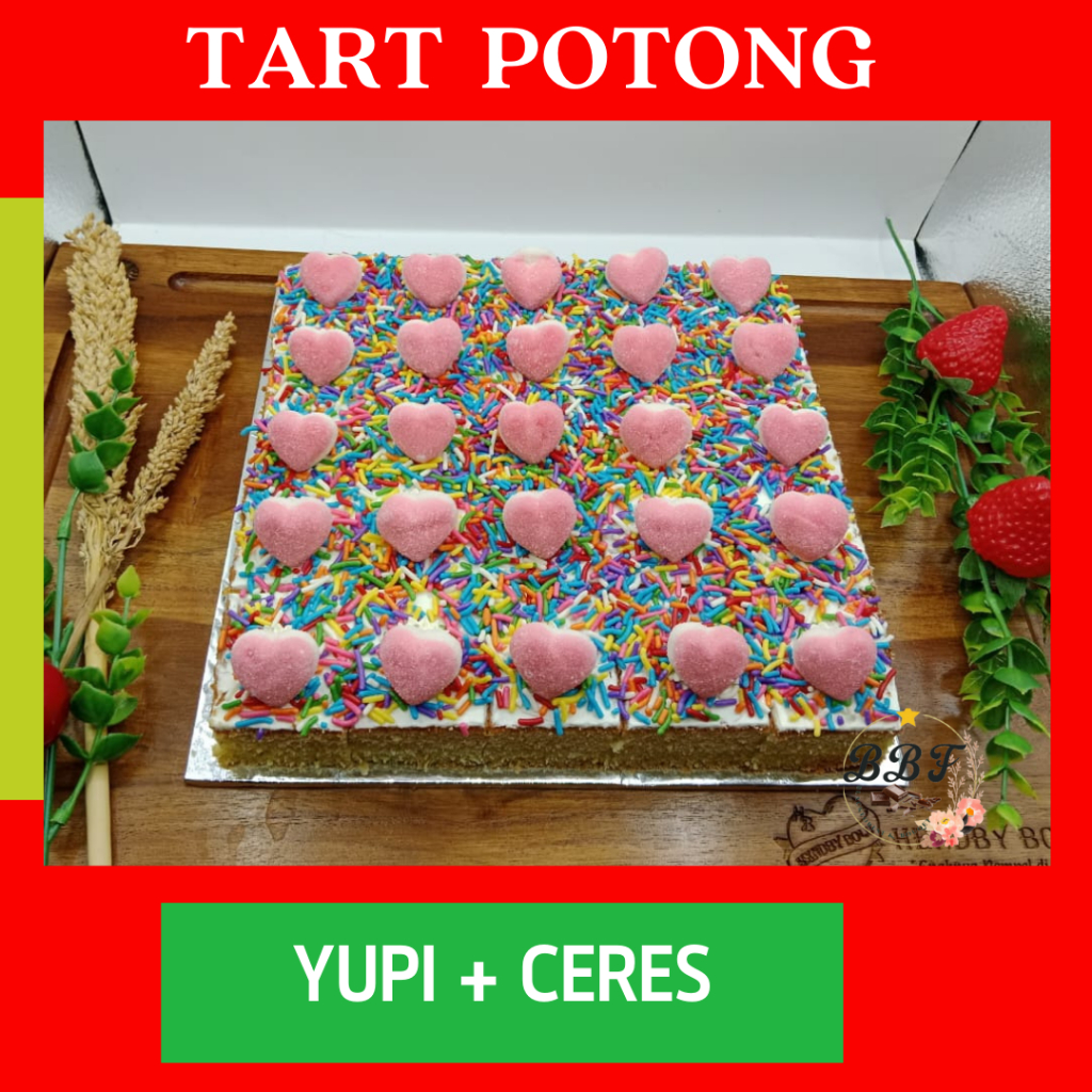 

(PO) Bolu Potong Hias / Bolu Jadul / Tart Cheese Toping Meses Ceres Coklat Keju Yupi Isi 25Pcs