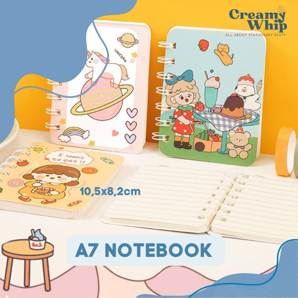 

A7 Cute Notebook Coilbook - Buku Catatan Size Kecil Mini Notebook size A7 Cute Design