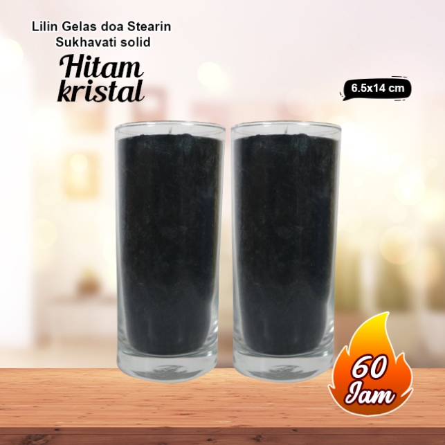 Lilin Gelas Hitam Solid Stearin Candle Kristal Marble Sukhavati 14cm