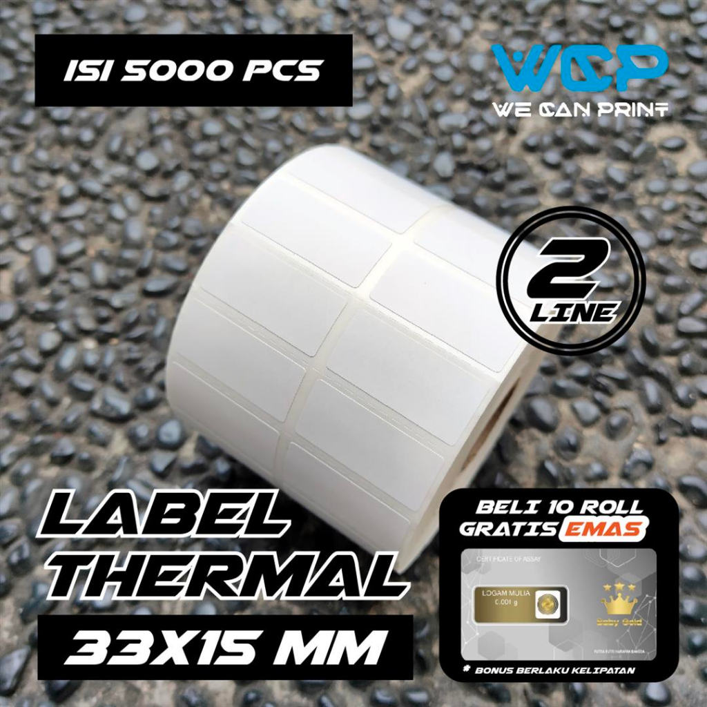 

klm Label Thermal 33 x 15 mm Kertas Sticker Barcode 33x15 mm 2 isi 0 pcs