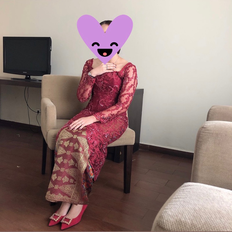 kebaya merah preloved including longtorso dan rok songket