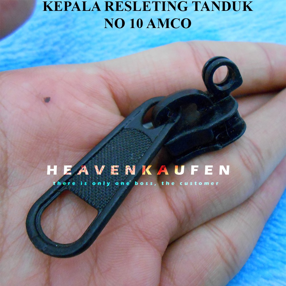 Kepala Resleting amco coil no 10 tanduk lubang gembok hitam zipper head gigi jumbo besar rit ritslet