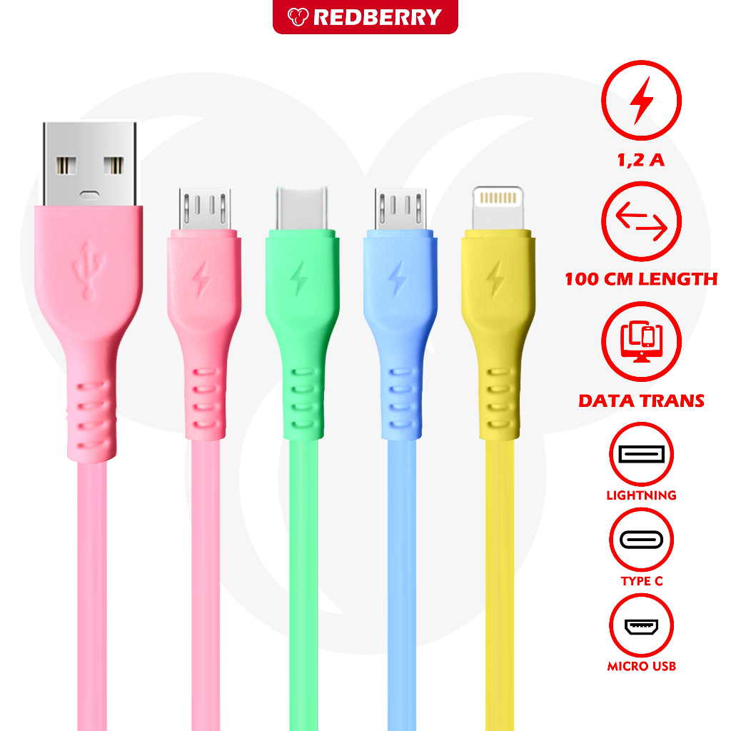 Kabel Data JSC07 macaron color Iphone Ligthing Type C Micro USB kabel cas charger hp original