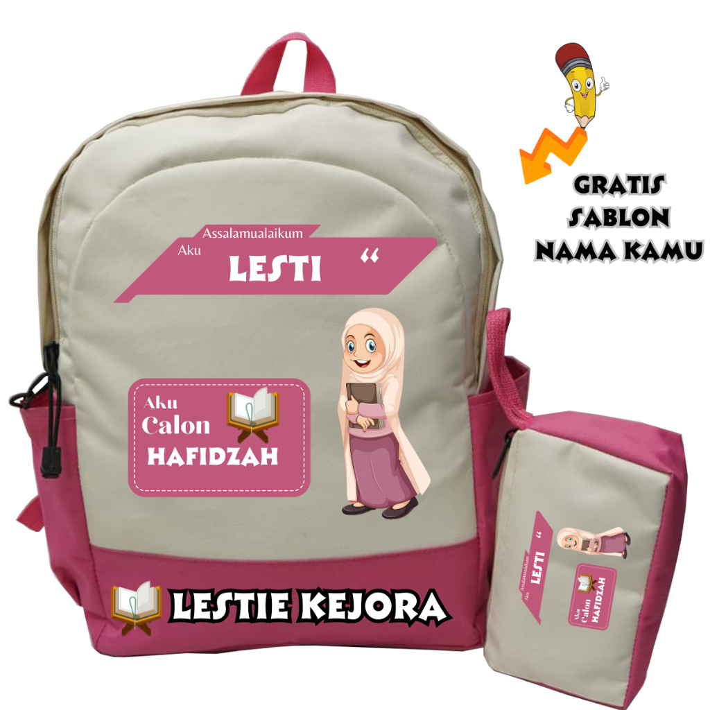 Tas Ransel Sekolah  Anak TK SD Hafidzah / Tas Anak Muslimah / Tas BackPack Sekolah Anak Custome Free