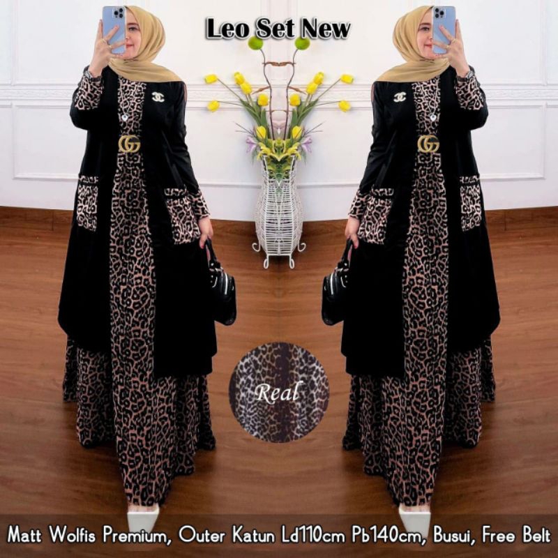 Macan tutul Maxy//Nisya dress/Leo Andara dress/Leo set New/gamis motif leopard/Atasan leopard/Lybel 