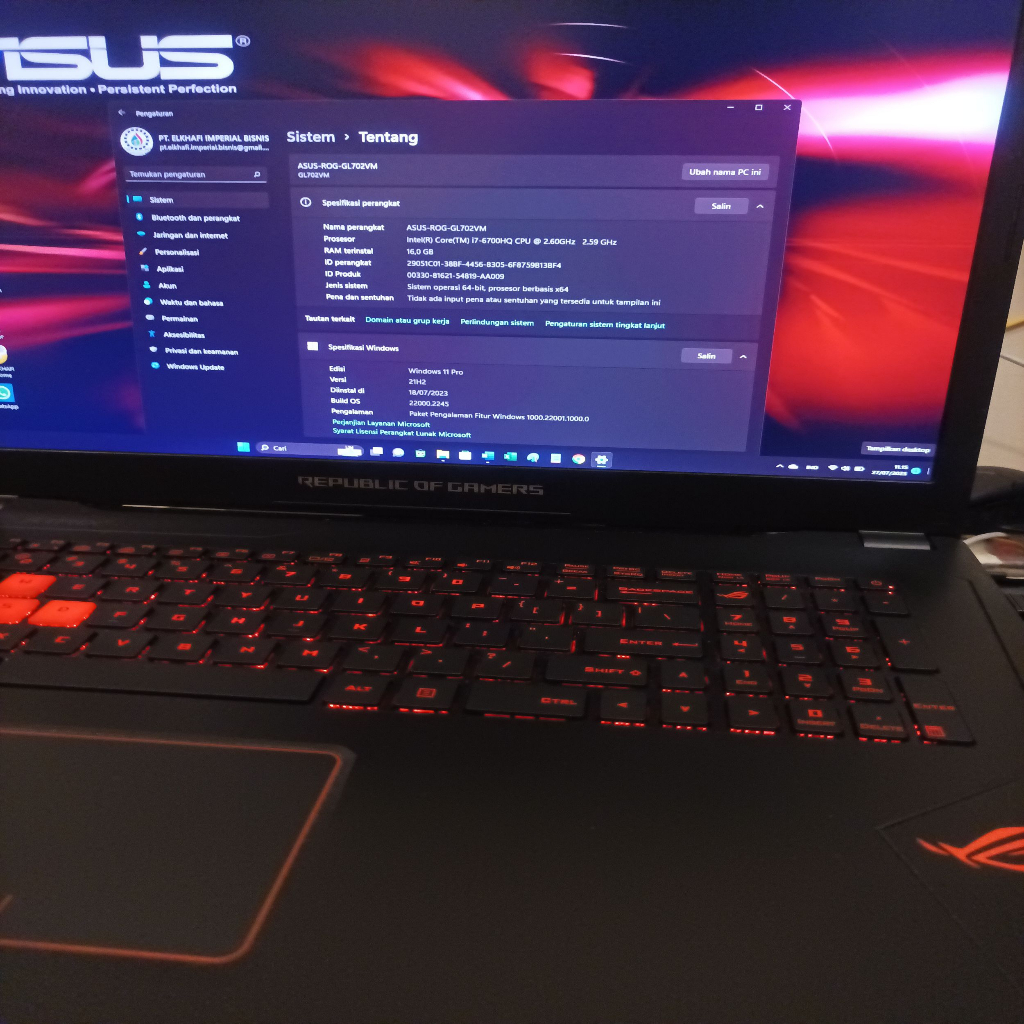 Laptop Asus ROG GL702VM GTX 1060 6GB