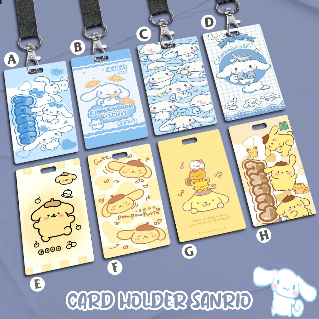 

LANYARD CARD HOLDER Name Tag Motif Sanrio Cinnamoroll Pompompurin Kartu E-money Brizzi Flazz MRT Kantor Sekolah