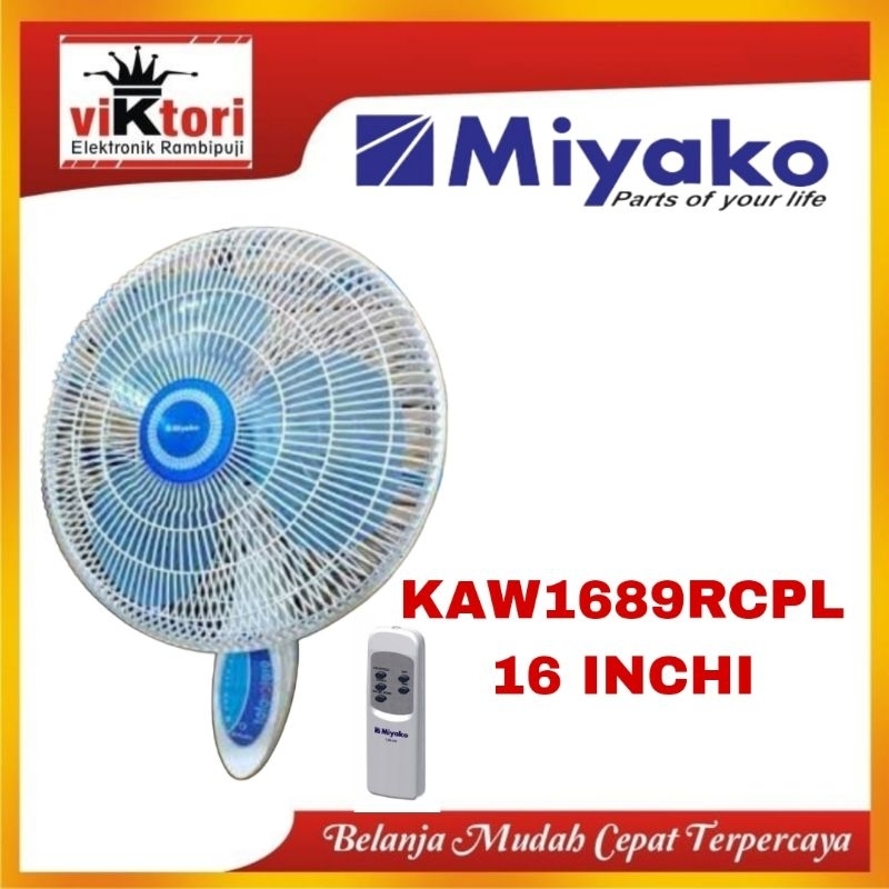 MIYAKO KIPAS ANGIN KAW 1689RCPL / WALL FAN MIYAKO / KIPAS ANGIN DINDING / KIPAS ANGIN TEMBOK / KIPAS