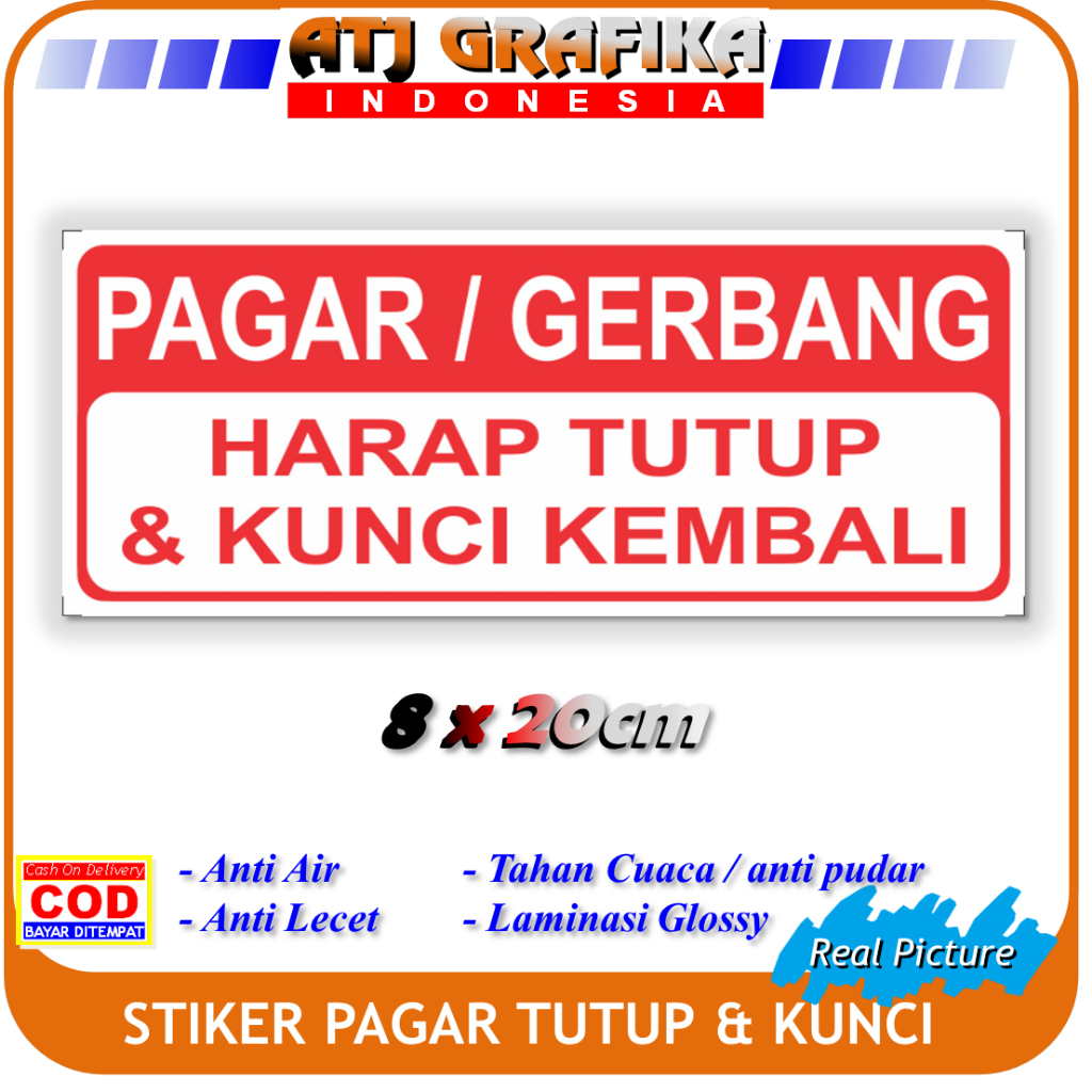 

label stiker pagar gerbang harap tutup kembali sticker pintu keamanan rumah toko dll