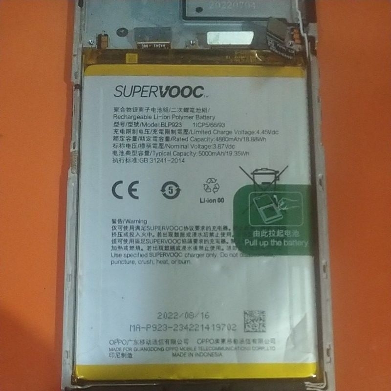 baterai batre blp923 Oppo A57 2022 bekas original