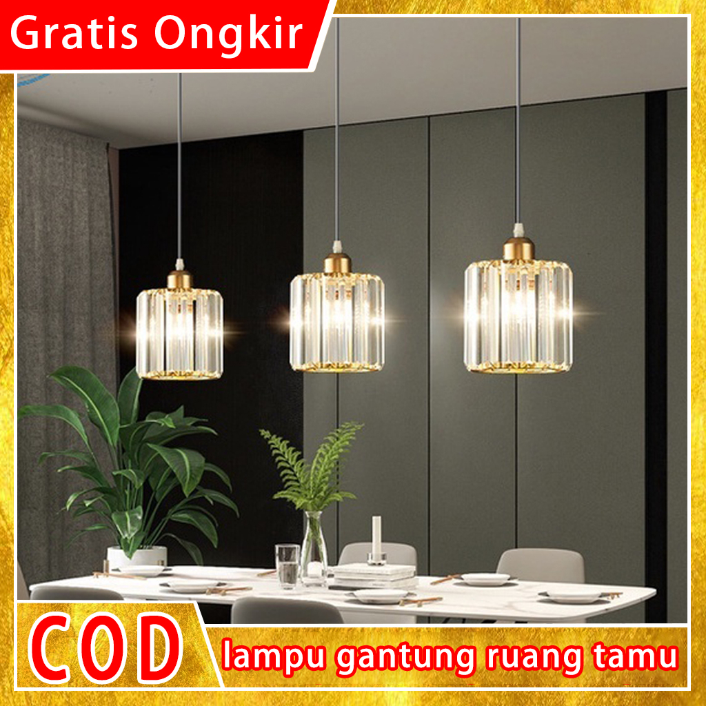 Lampu Plafon Gantung Kristal Minimalis Lampu kristal plafon rumah Lampu ceiling kristal kotak modern