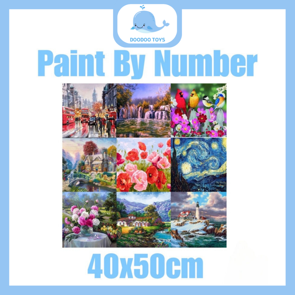 

(BIG SALE)Canvas Paint By Number Kit 40x50cm - Digital Oil Painting DIY Paint By Number Lukisan - Paint By Number Starry Night Murah